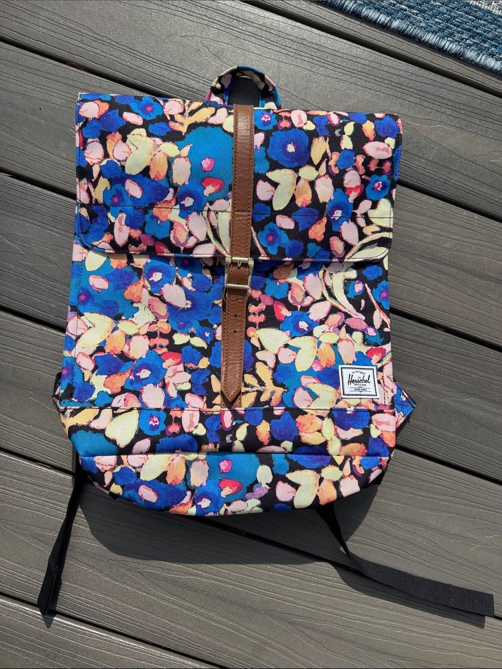 Herschel Supply Company Multicolor Floral Canvas Backpack with Brown Strap